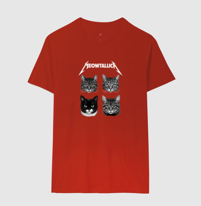 Camiseta Meowtallica Gatos Rockeiros em Algodão