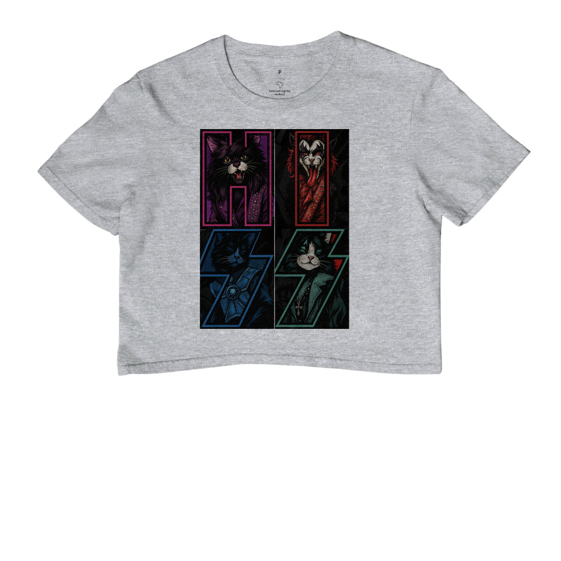 Camiseta Cropped HISS Rock & Roll Gatos