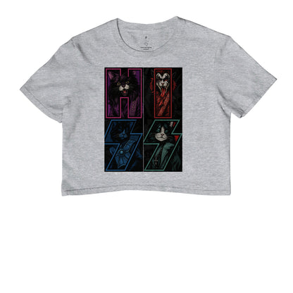 Camiseta Cropped HISS Rock & Roll Gatos