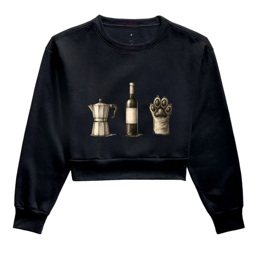 Moletom Cropped All Day Café Vinho e Pets Feminino