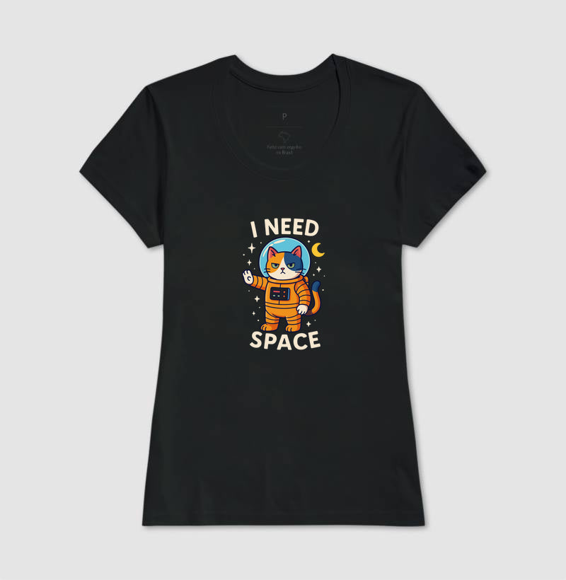 Camiseta I Need Space Gato Astronauta