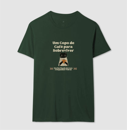 Camiseta Divertida Gato, café e segundas-feiras