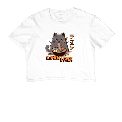 Cropped Ramen Lover Gato – Camiseta Geek em Algodão