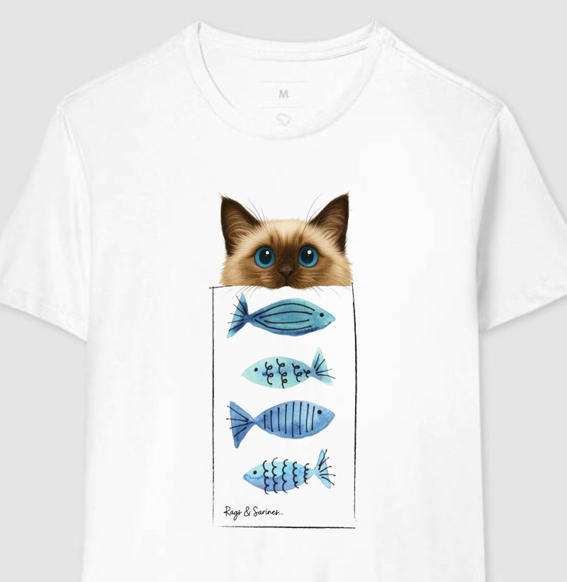 Camiseta Gato Ragdoll & Sardinhas em Algodão 100% – Infantil ao G4