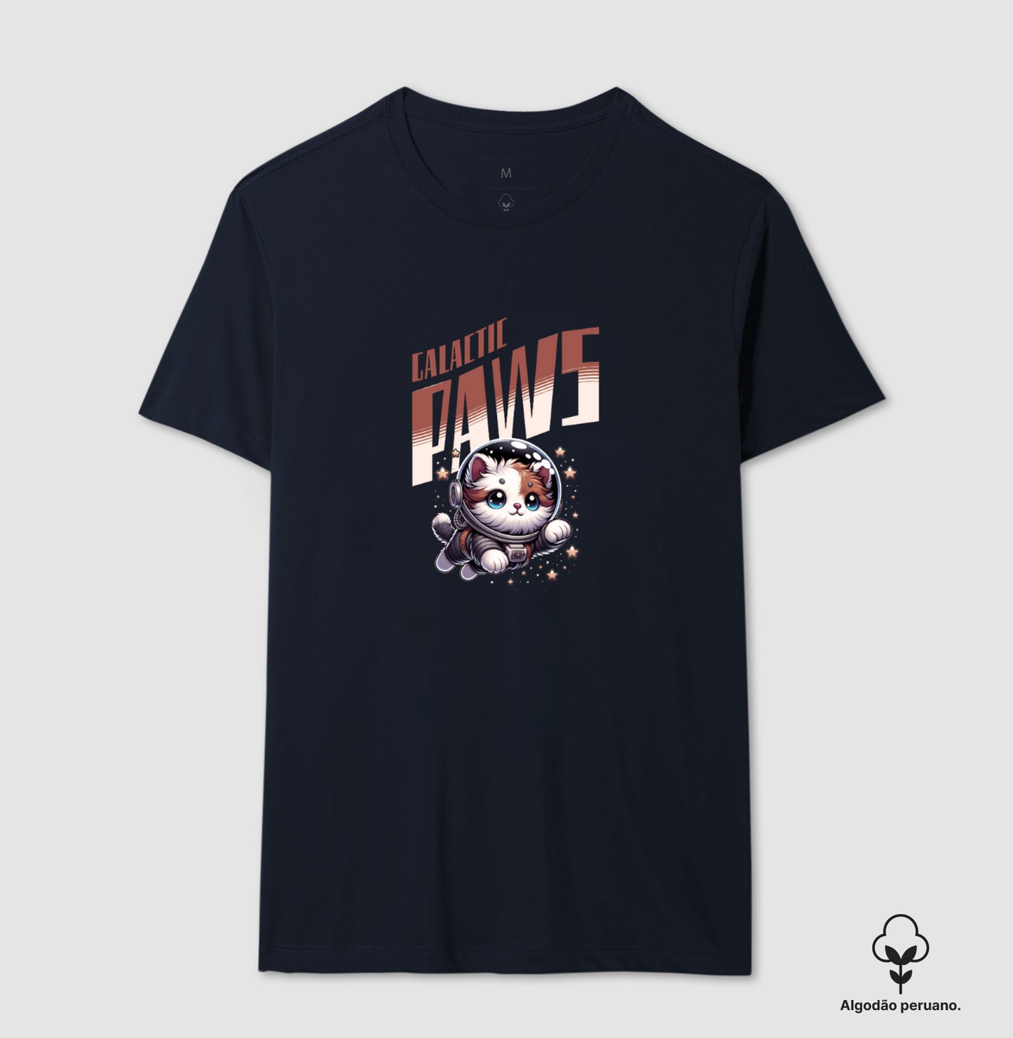 Camiseta Galactic Paws Gato Astronauta em Algodão Peruano