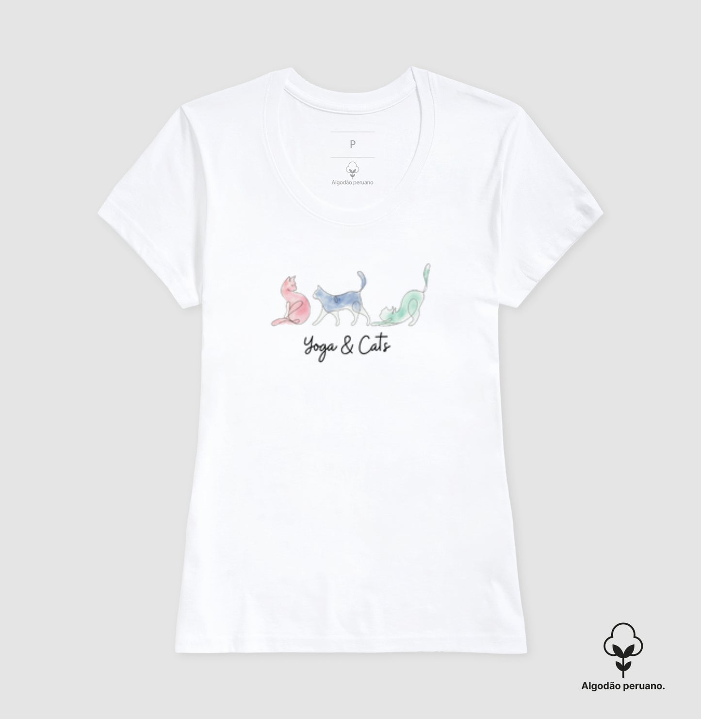 Camiseta Yoga & Cats em Algodão Peruano