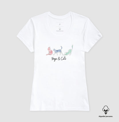 Camiseta Yoga & Cats em Algodão Peruano