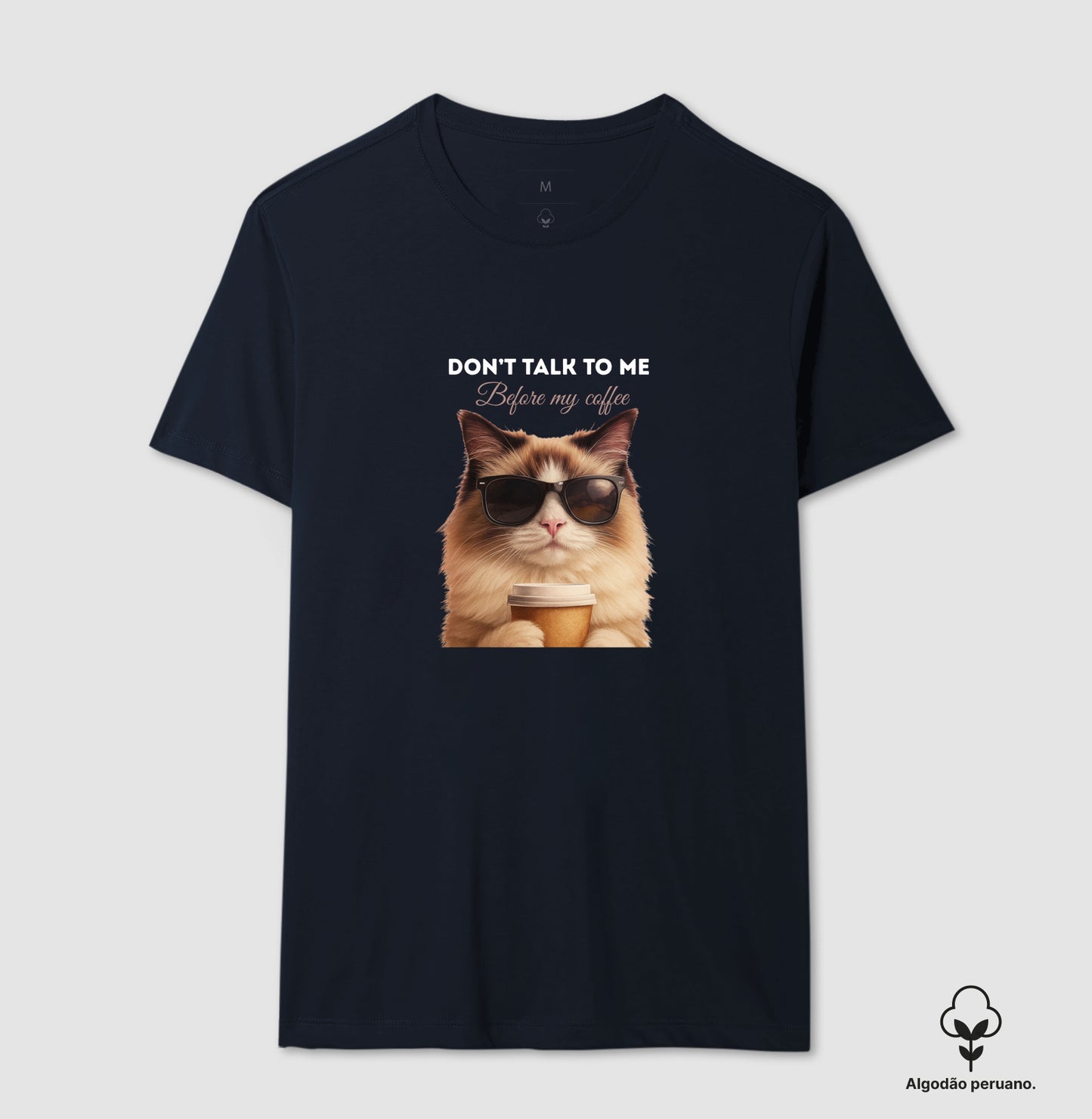 Camiseta Gato Café Don’t Talk To Me em Algodão Peruano