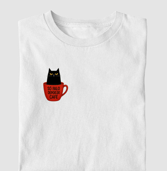 Camiseta Só Falo Depois do Café Gato Mal-Humorado