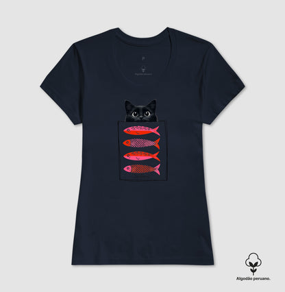 Camiseta Gato & Sardinhas em Algodão Peruano