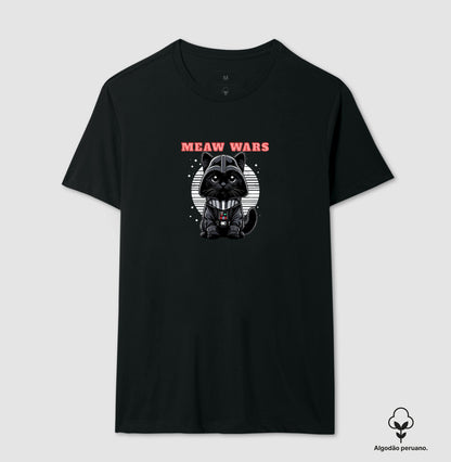 Camiseta Meaw Wars Gato Sith Geek em Algodão Peruano