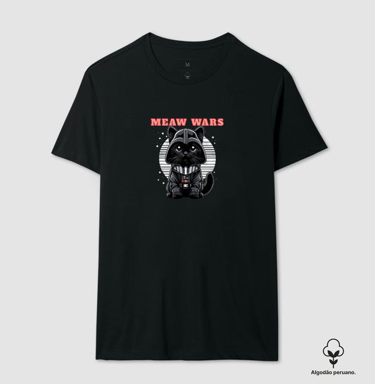 Camiseta Meaw Wars Gato Sith Geek em Algodão Peruano
