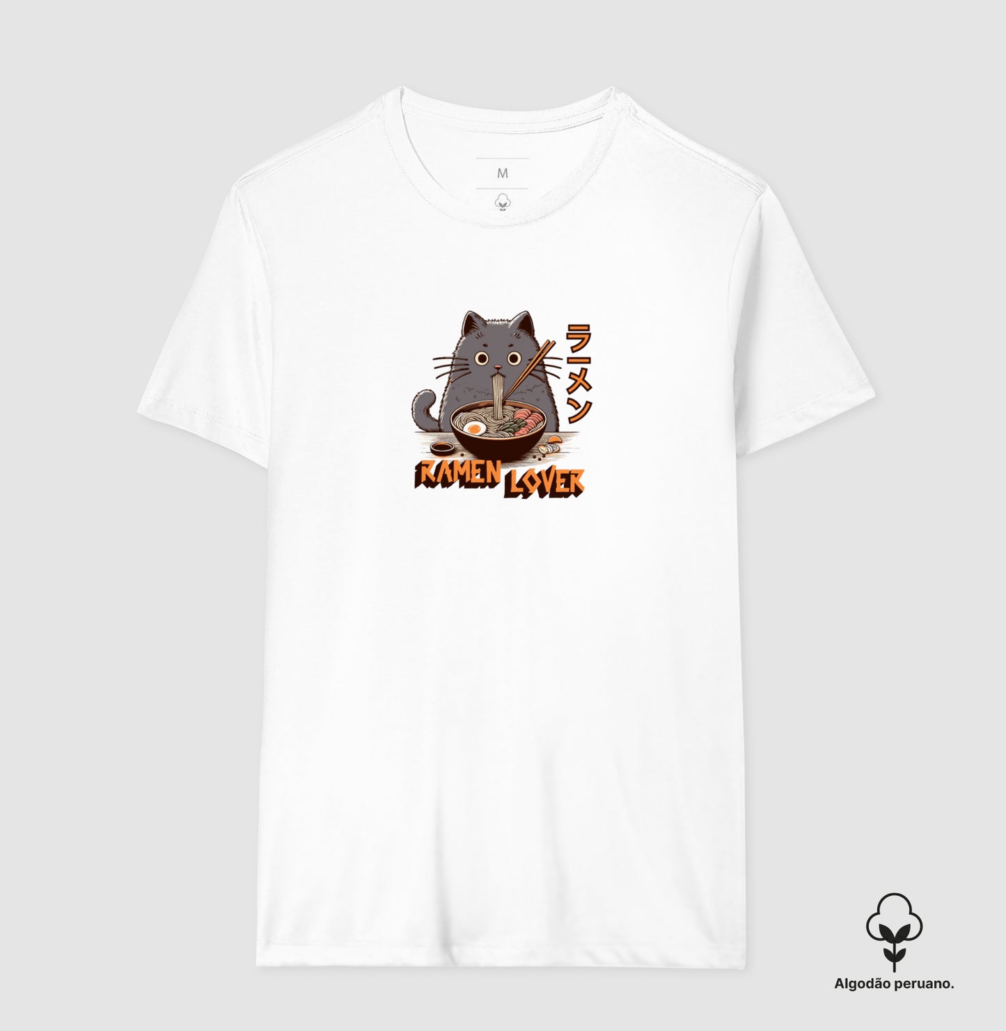 Camiseta Ramen Lover Gato – Algodão Premium