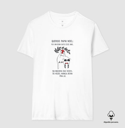 Camiseta Natal Gato Arteiro Querido Papai Noel