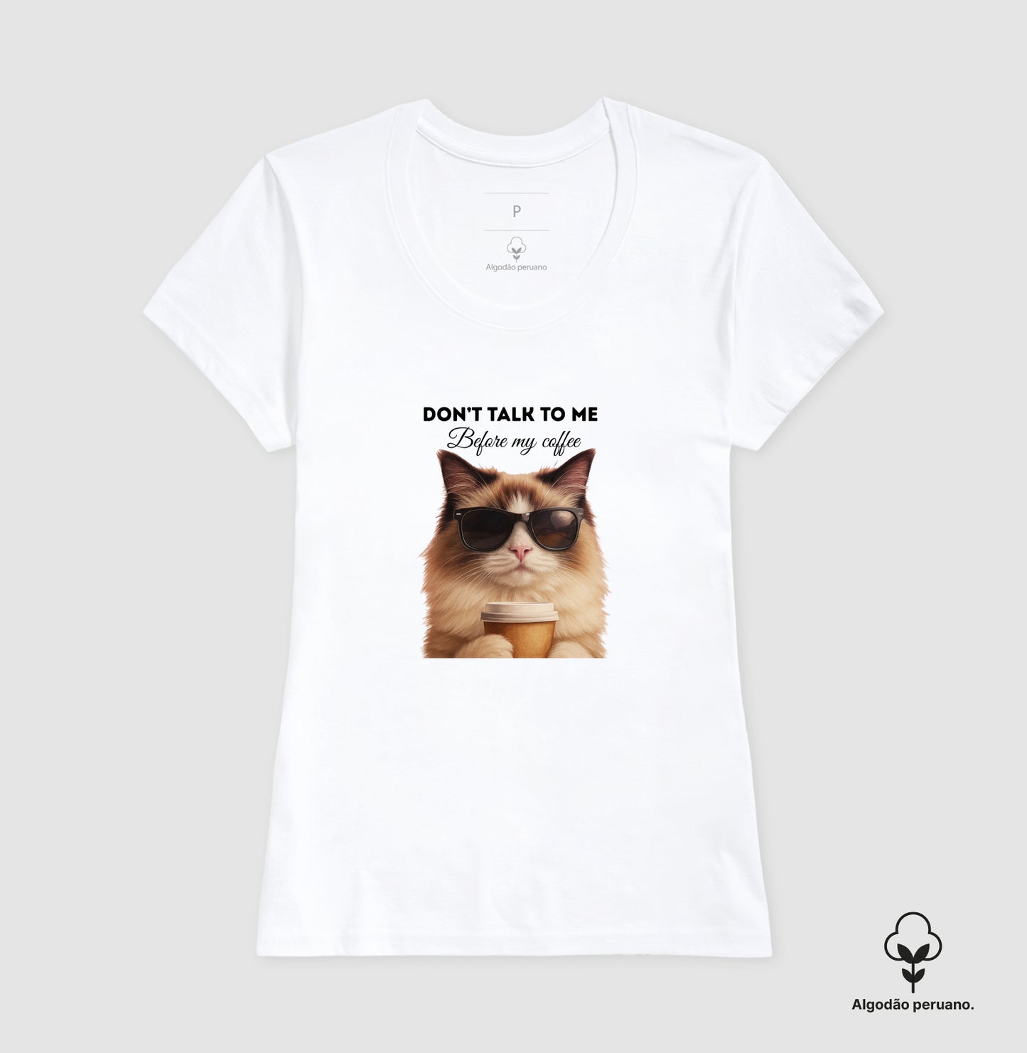 Camiseta Gato Café Don’t Talk To Me em Algodão Peruano