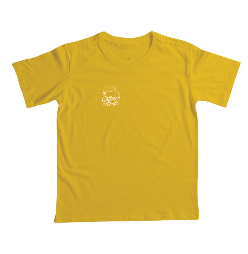 Camiseta Caffeine & Chaos Gato Algodão Premium Masculina