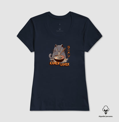 Camiseta Ramen Lover Gato – Algodão Premium