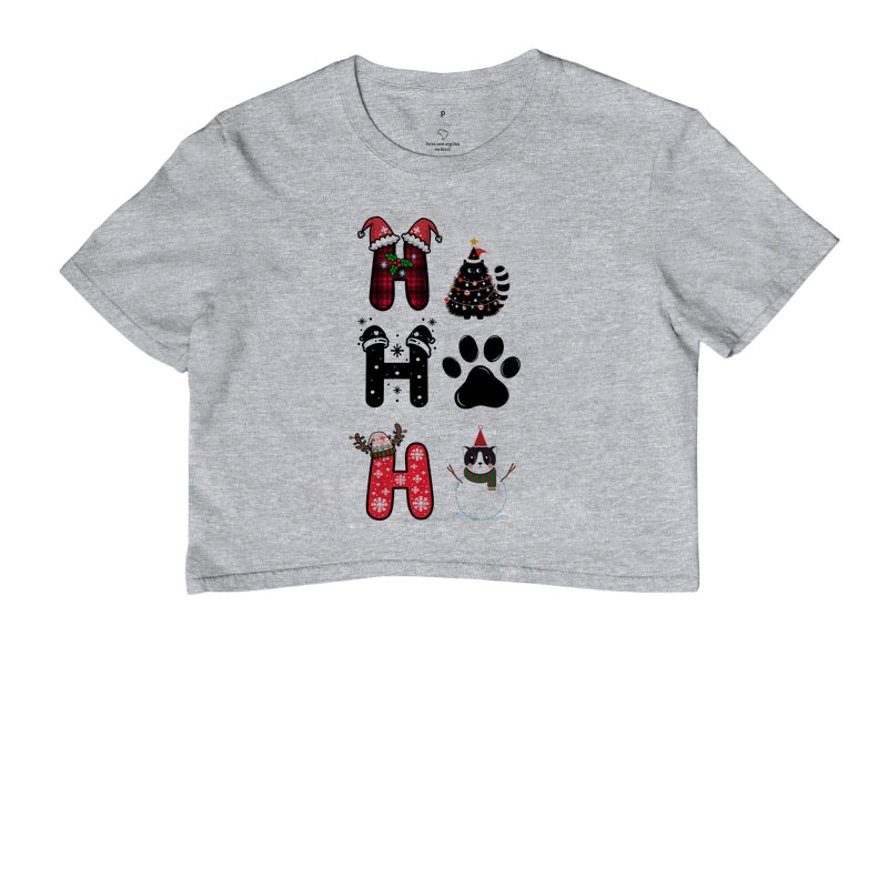 Cropped Natalino Ho Ho Ho Gatinhos e Patinhas – Algodão Macio