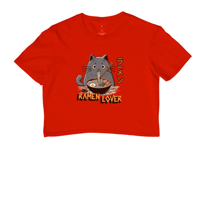 Cropped Ramen Lover Gato – Camiseta Geek em Algodão