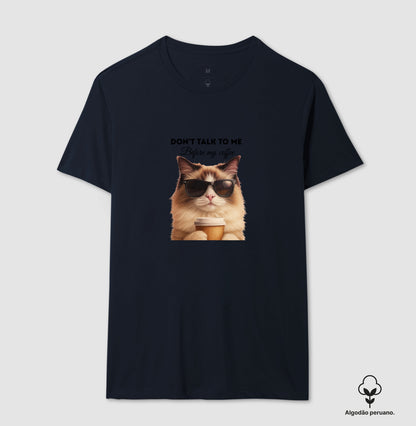 Camiseta Gato Café Don’t Talk To Me em Algodão Peruano