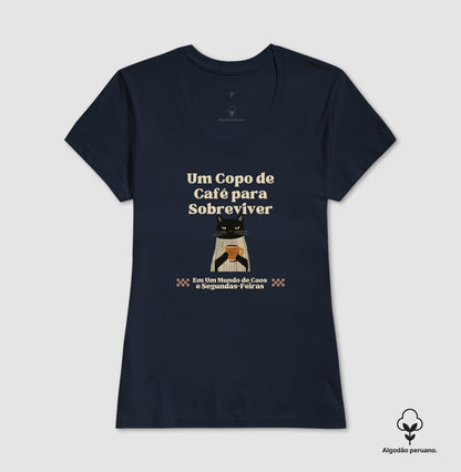 Camiseta Algodão Peruano Gato, Café e Segundas Feiras