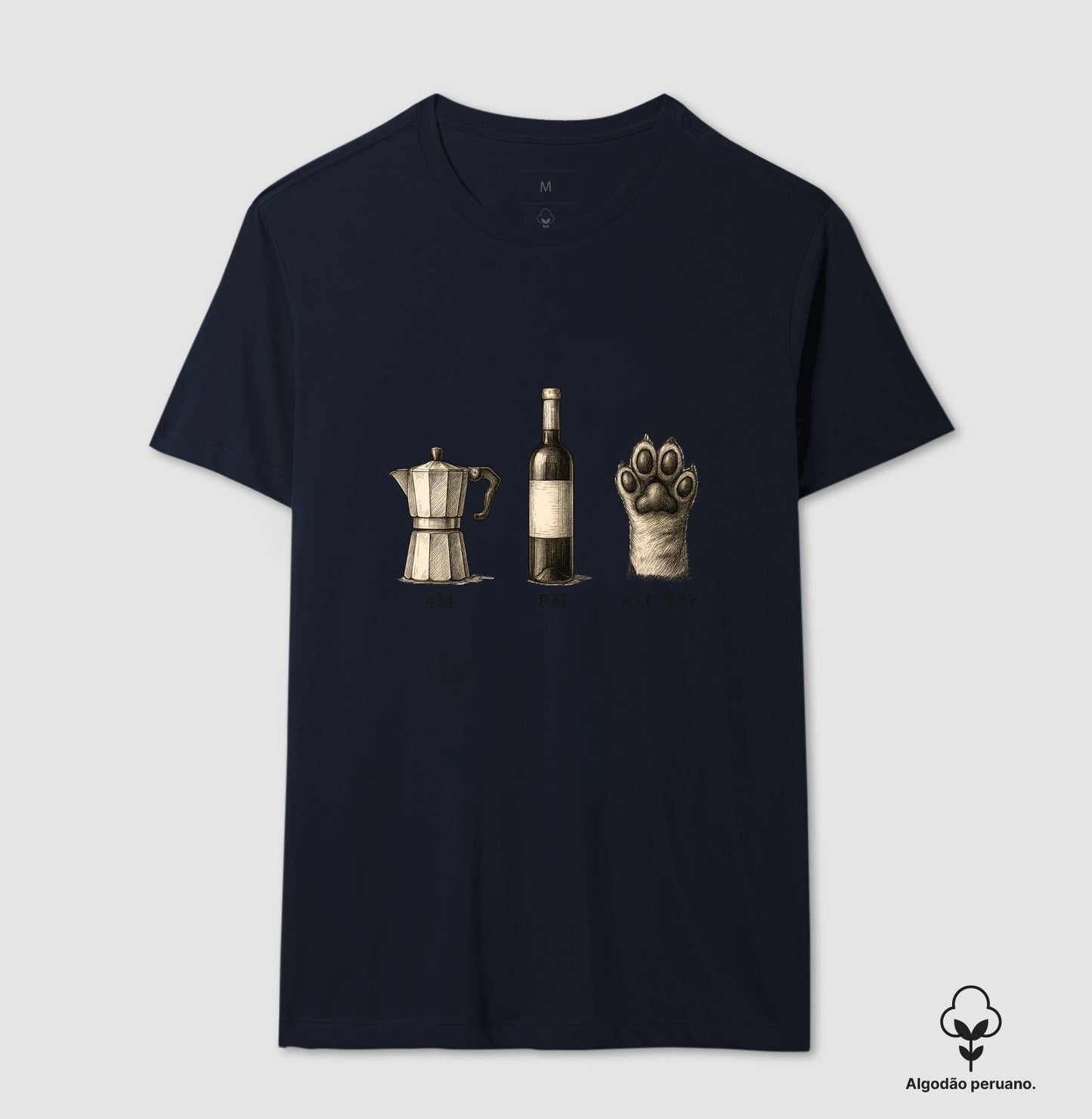 Camiseta All Day Café, Vinho e Pet em Algodão Peruano Premium