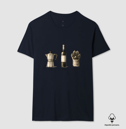 Camiseta All Day Café, Vinho e Pet em Algodão Peruano Premium