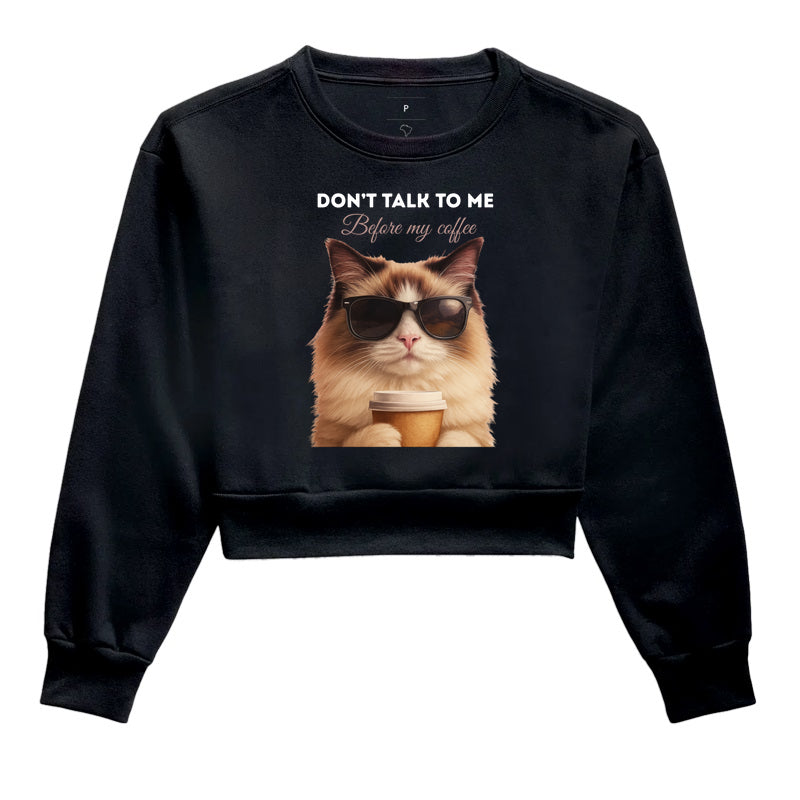 Moletom Cropped Gato Café Don’t Talk To Me Preto