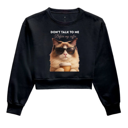 Moletom Cropped Gato Café Don’t Talk To Me Preto