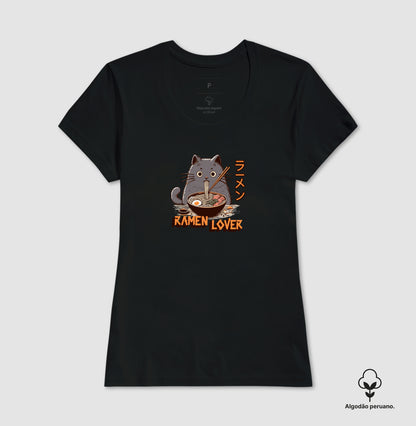 Camiseta Ramen Lover Gato – Algodão Premium