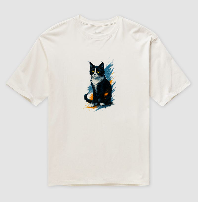Camiseta Gato Frajola Artística Unissex