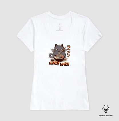 Camiseta Ramen Lover Gato – Algodão Premium