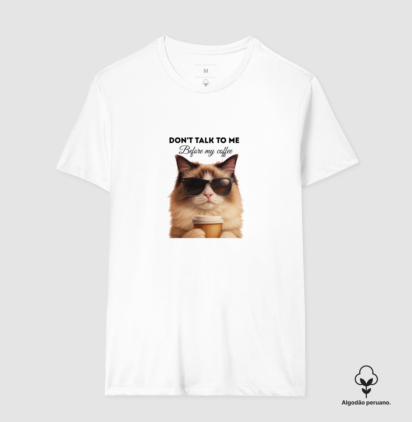 Camiseta Gato Café Don’t Talk To Me em Algodão Peruano